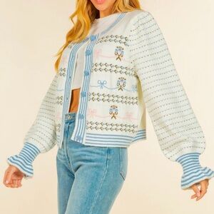 LoveShackFancy Madison Bow Cardigan, Size M